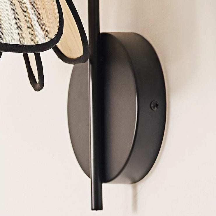 Retro Dome Petal Fiber Woven 1-Light Wall Sconce Lamp