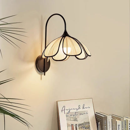 Retro Dome Petal Fiber Woven 1-Light Wall Sconce Lamp