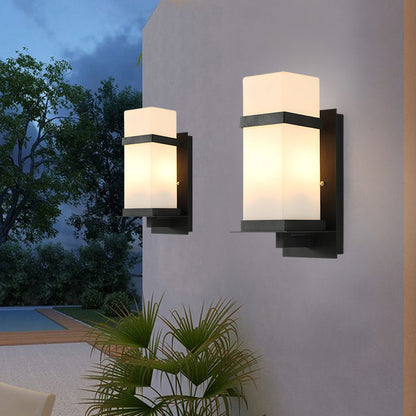 Rectangular Iron Frame Glass Shade 1-Light Wall Sconce Lamp