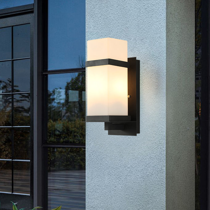 Rectangular Iron Frame Glass Shade 1-Light Wall Sconce Lamp