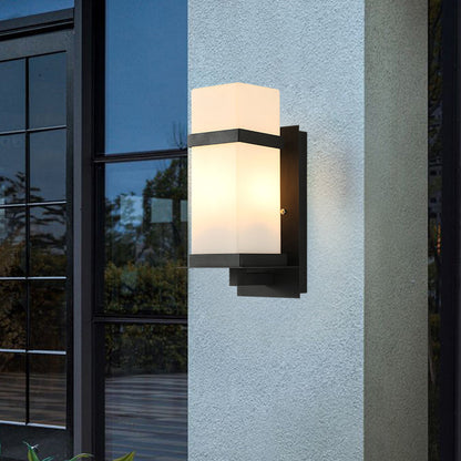 Rectangular Iron Frame Glass Shade 1-Light Wall Sconce Lamp