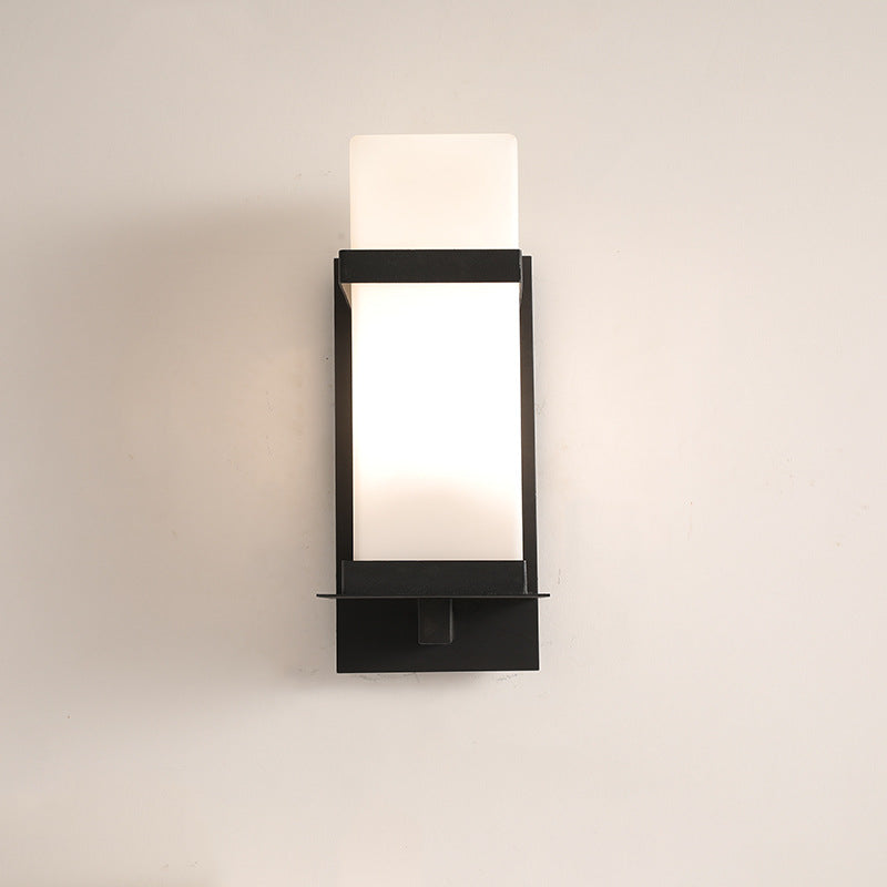 Rectangular Iron Frame Glass Shade 1-Light Wall Sconce Lamp