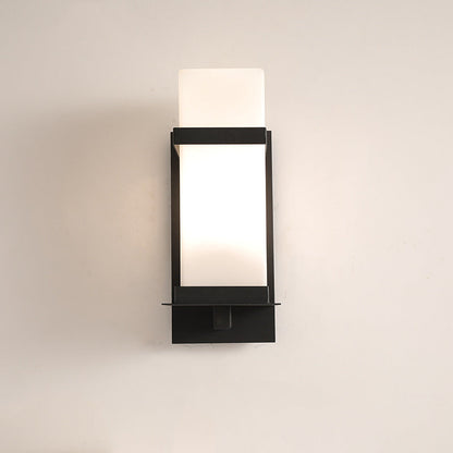 Rectangular Iron Frame Glass Shade 1-Light Wall Sconce Lamp