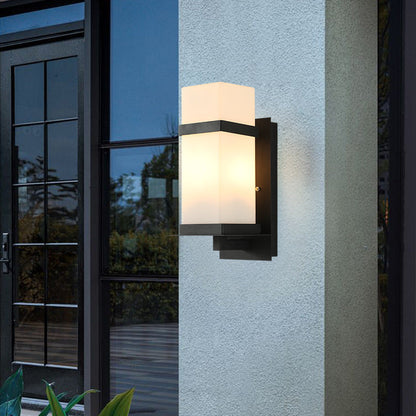 Rectangular Iron Frame Glass Shade 1-Light Wall Sconce Lamp