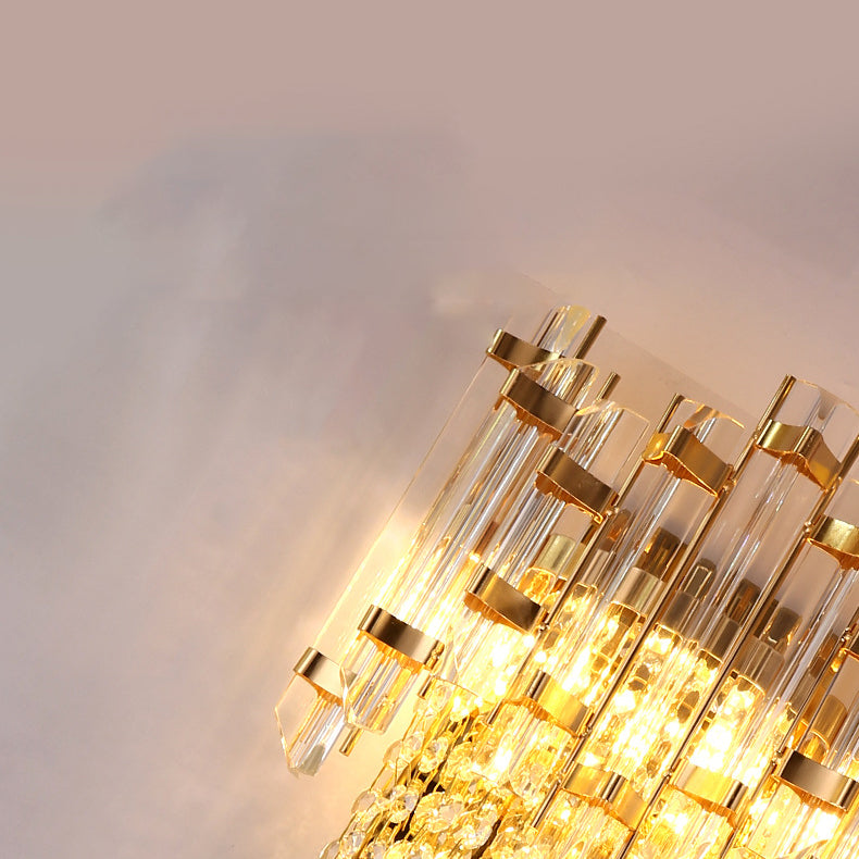 Round Beaded Iron Crystal 3-Light Wall Sconce Lamp