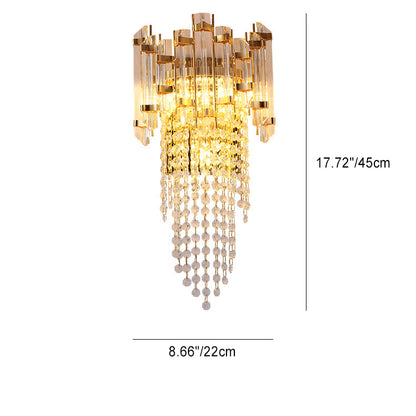 Round Beaded Iron Crystal 3-Light Wall Sconce Lamp
