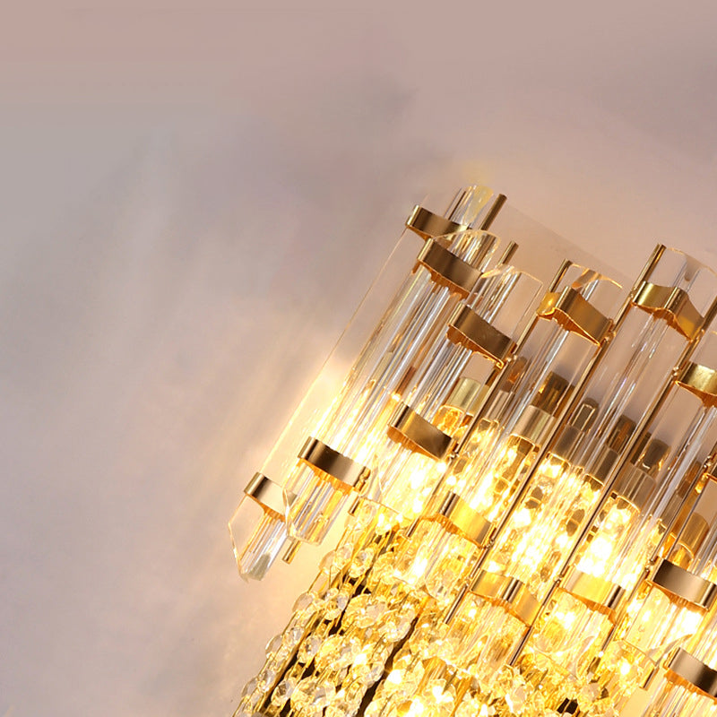 Round Beaded Iron Crystal 3-Light Wall Sconce Lamp
