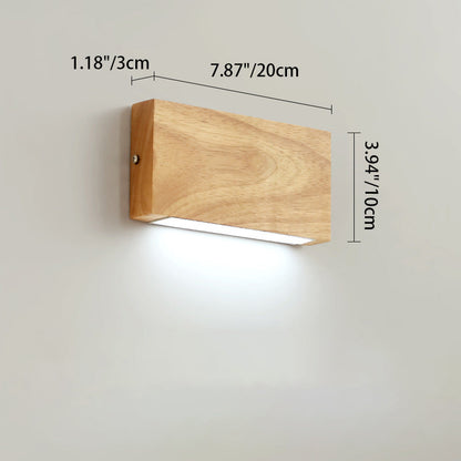 Rectangular Rubber Wood Acrylic LED Wall Sconce Lamp