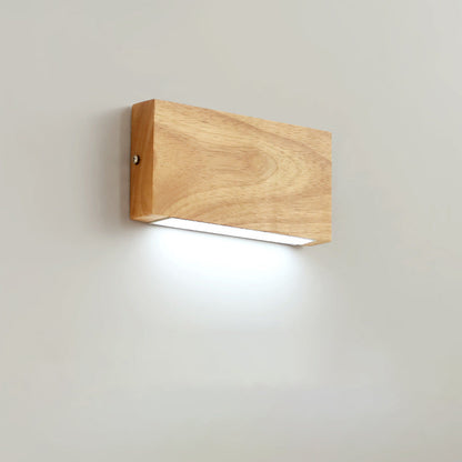 Rectangular Rubber Wood Acrylic LED Wall Sconce Lamp