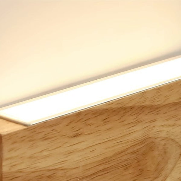 Rectangular Rubber Wood Acrylic LED Wall Sconce Lamp