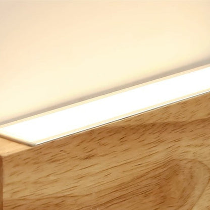 Rectangular Rubber Wood Acrylic LED Wall Sconce Lamp