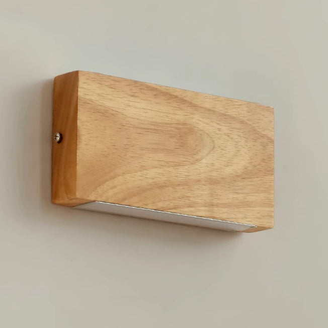Rectangular Rubber Wood Acrylic LED Wall Sconce Lamp
