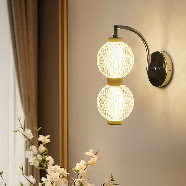 Curved Pole Globe Iron Acrylic LED Wall Sconce Lamp