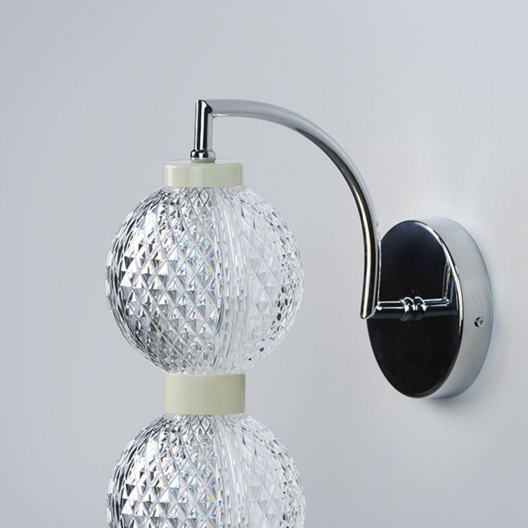 Curved Pole Globe Iron Acrylic LED Wall Sconce Lamp