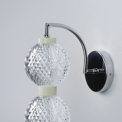 Curved Pole Globe Iron Acrylic LED Wall Sconce Lamp