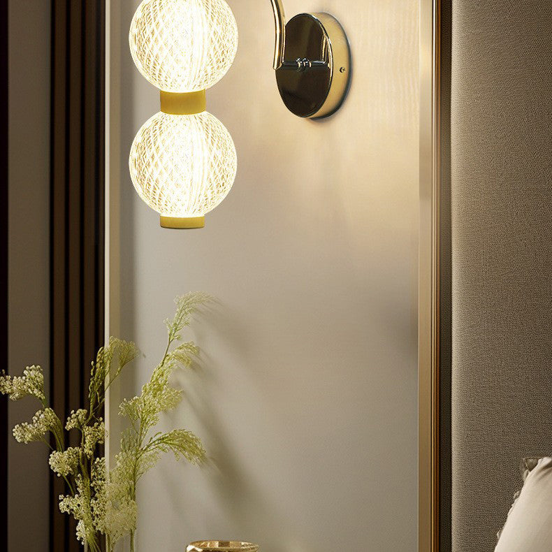 Curved Pole Globe Iron Acrylic LED Wall Sconce Lamp