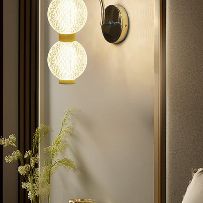 Curved Pole Globe Iron Acrylic LED Wall Sconce Lamp