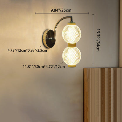 Curved Pole Globe Iron Acrylic LED Wall Sconce Lamp