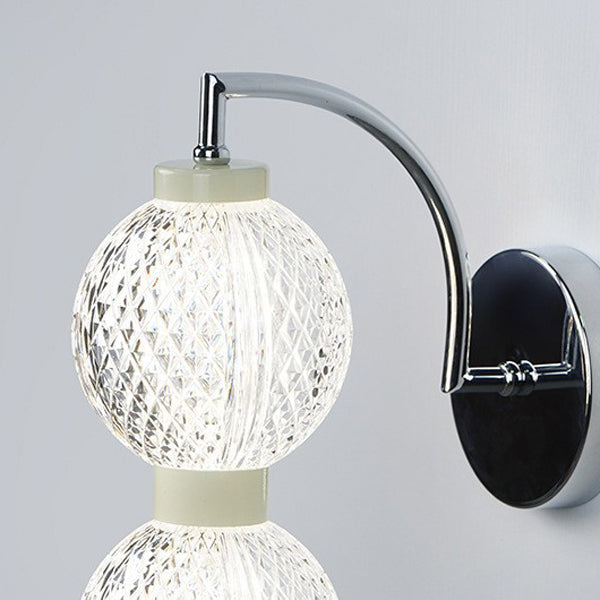 Curved Pole Globe Iron Acrylic LED Wall Sconce Lamp