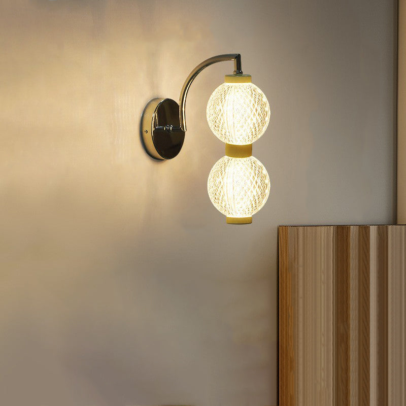 Curved Pole Globe Iron Acrylic LED Wall Sconce Lamp