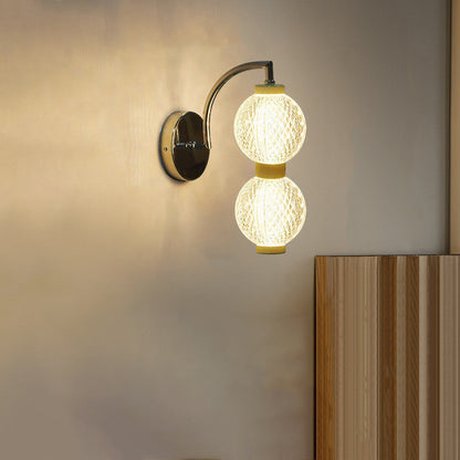 Curved Pole Globe Iron Acrylic LED Wall Sconce Lamp
