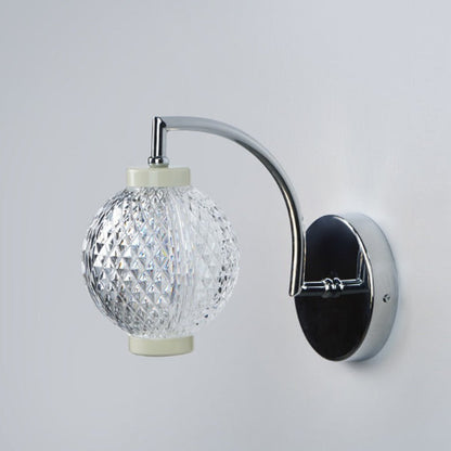 Curved Pole Globe Iron Acrylic LED Wall Sconce Lamp
