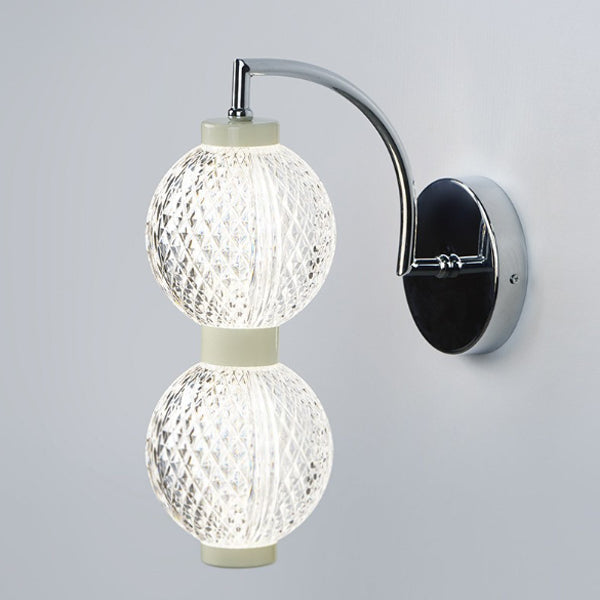 Curved Pole Globe Iron Acrylic LED Wall Sconce Lamp