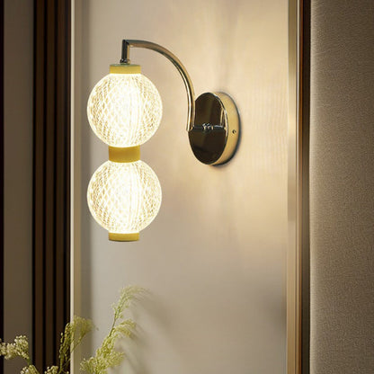 Curved Pole Globe Iron Acrylic LED Wall Sconce Lamp