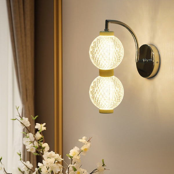 Curved Pole Globe Iron Acrylic LED Wall Sconce Lamp