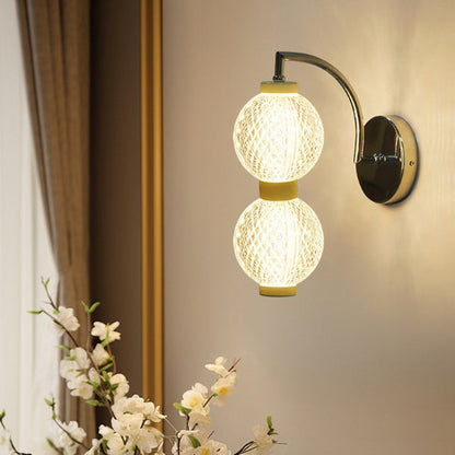 Curved Pole Globe Iron Acrylic LED Wall Sconce Lamp