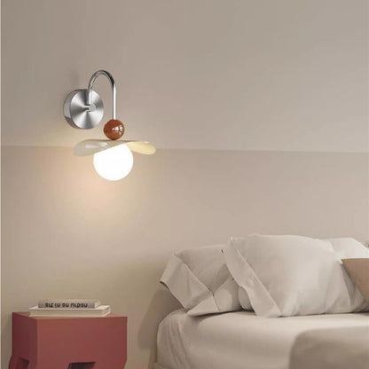 Curved Pole Swing Arm Globe Iron Glass LED Wall Sconce Lamp