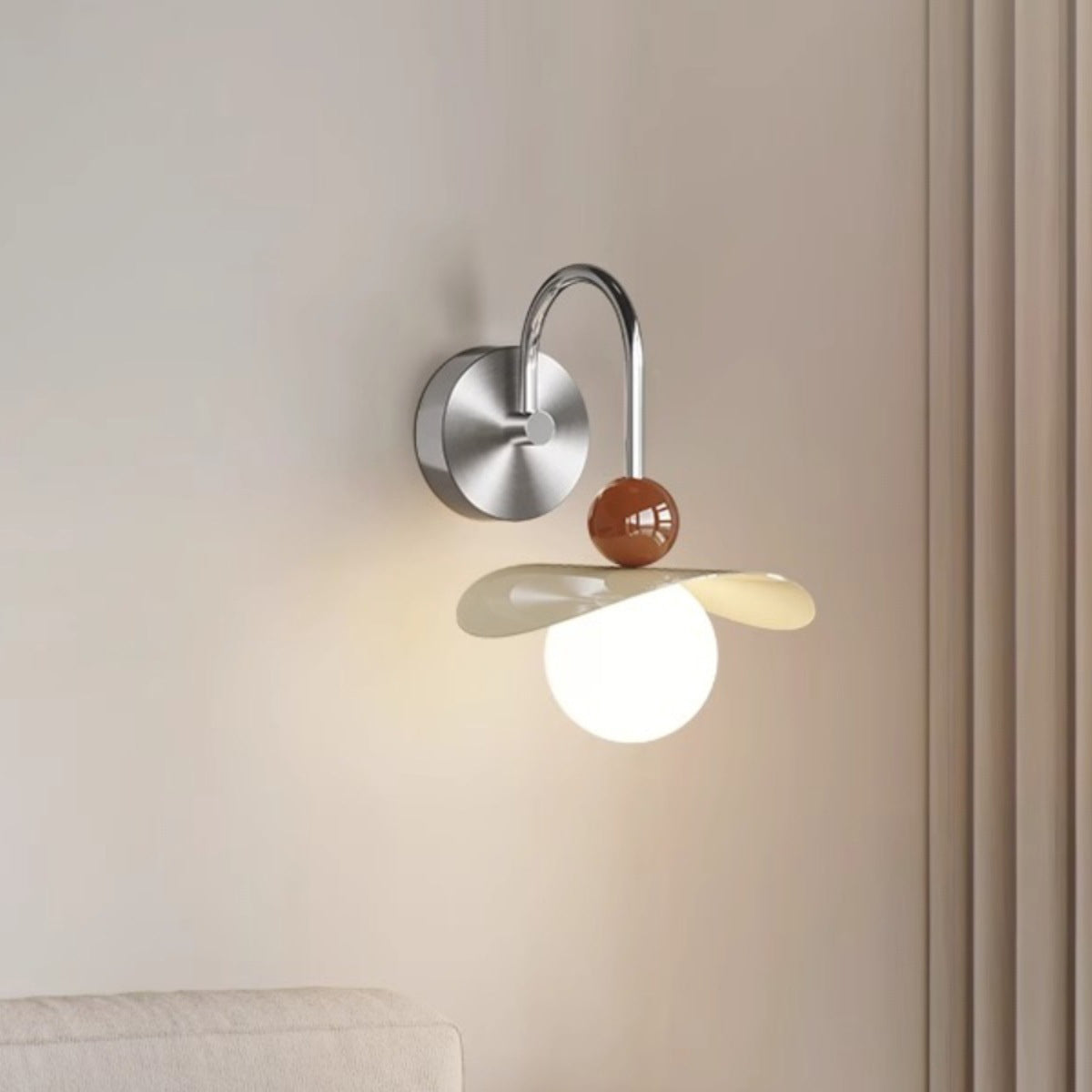 Curved Pole Swing Arm Globe Iron Glass LED Wall Sconce Lamp