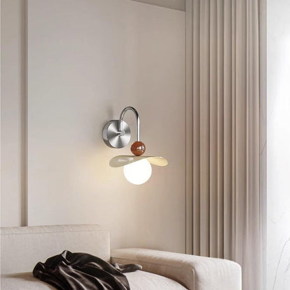 Curved Pole Swing Arm Globe Iron Glass LED Wall Sconce Lamp