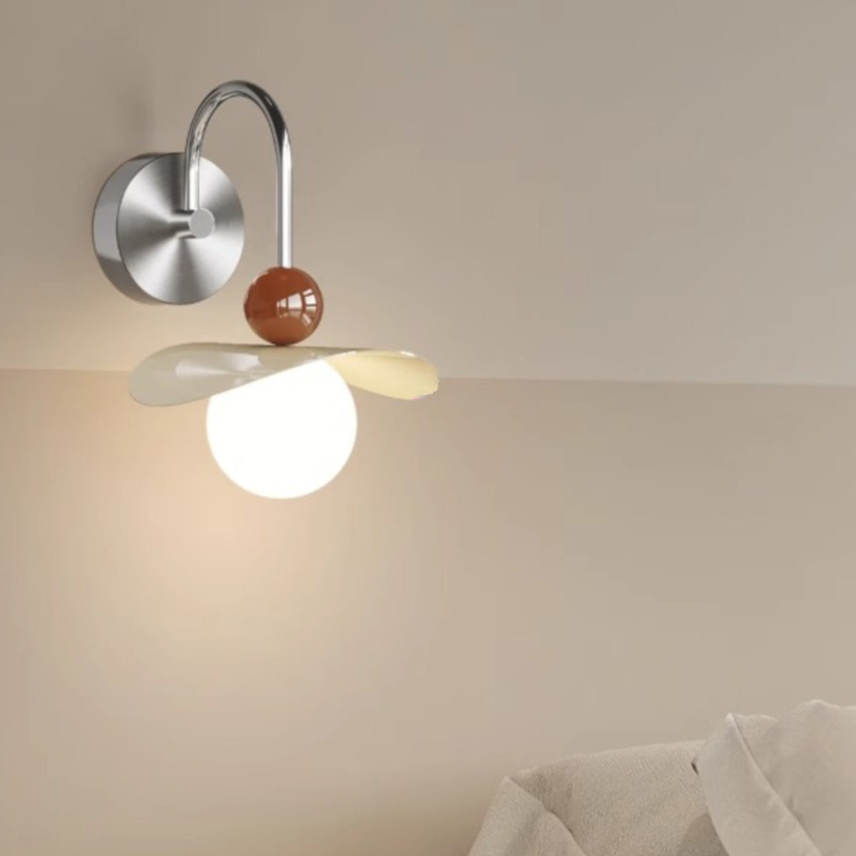 Curved Pole Swing Arm Globe Iron Glass LED Wall Sconce Lamp