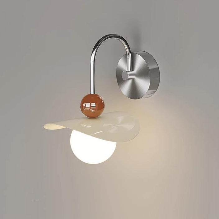 Curved Pole Swing Arm Globe Iron Glass LED Wall Sconce Lamp