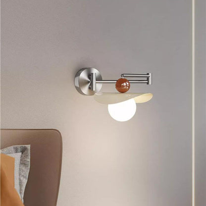 Curved Pole Swing Arm Globe Iron Glass LED Wall Sconce Lamp