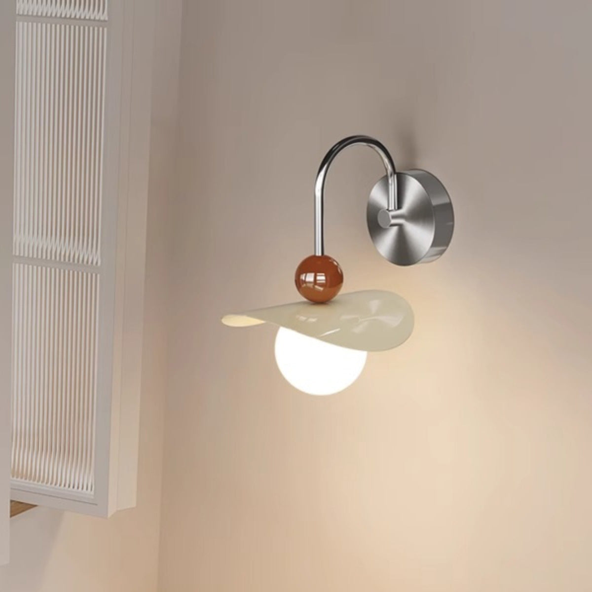 Curved Pole Swing Arm Globe Iron Glass LED Wall Sconce Lamp