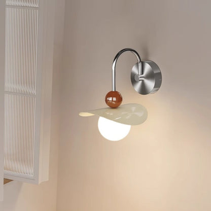 Curved Pole Swing Arm Globe Iron Glass LED Wall Sconce Lamp