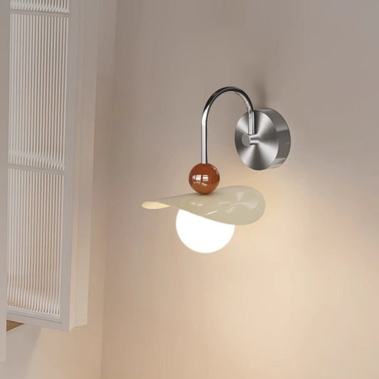 Curved Pole Swing Arm Globe Iron Glass LED Wall Sconce Lamp