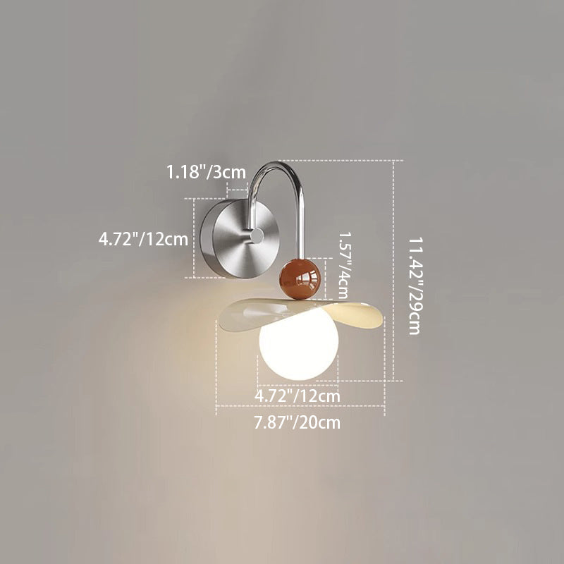 Curved Pole Swing Arm Globe Iron Glass LED Wall Sconce Lamp