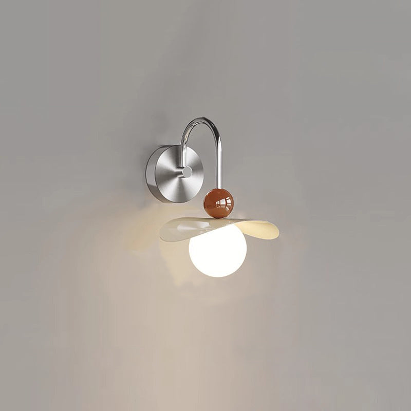 Curved Pole Swing Arm Globe Iron Glass LED Wall Sconce Lamp