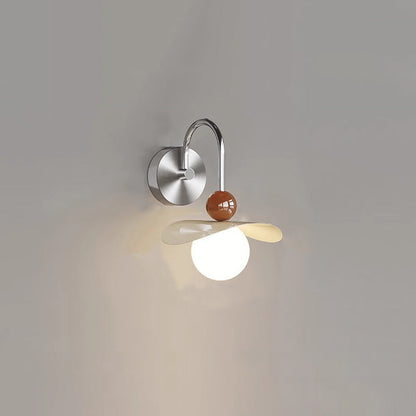 Curved Pole Swing Arm Globe Iron Glass LED Wall Sconce Lamp