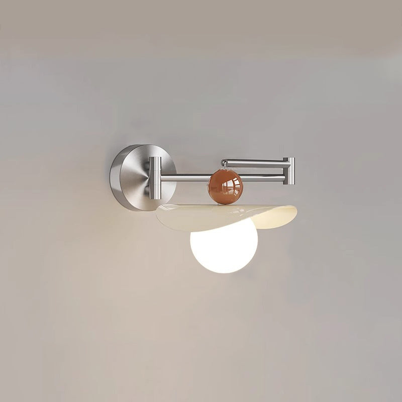 Curved Pole Swing Arm Globe Iron Glass LED Wall Sconce Lamp