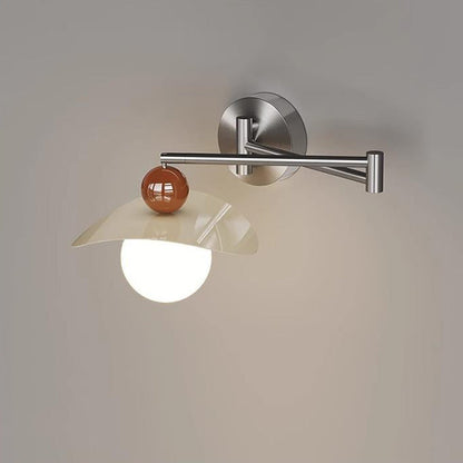 Curved Pole Swing Arm Globe Iron Glass LED Wall Sconce Lamp