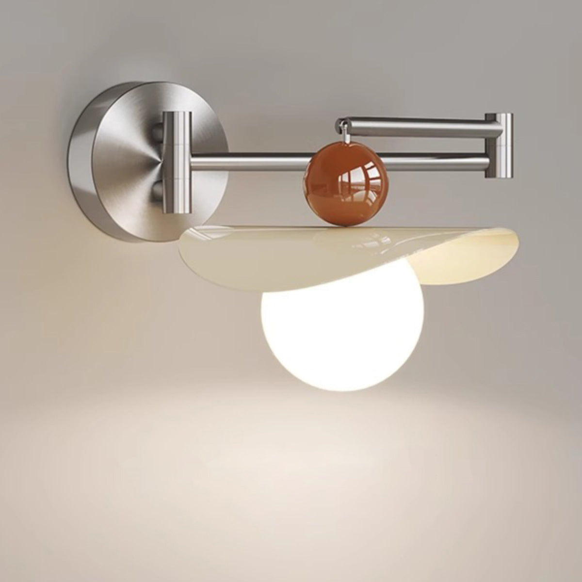 Curved Pole Swing Arm Globe Iron Glass LED Wall Sconce Lamp