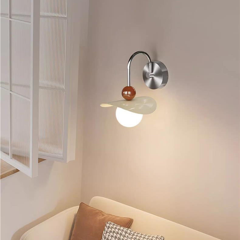 Curved Pole Swing Arm Globe Iron Glass LED Wall Sconce Lamp