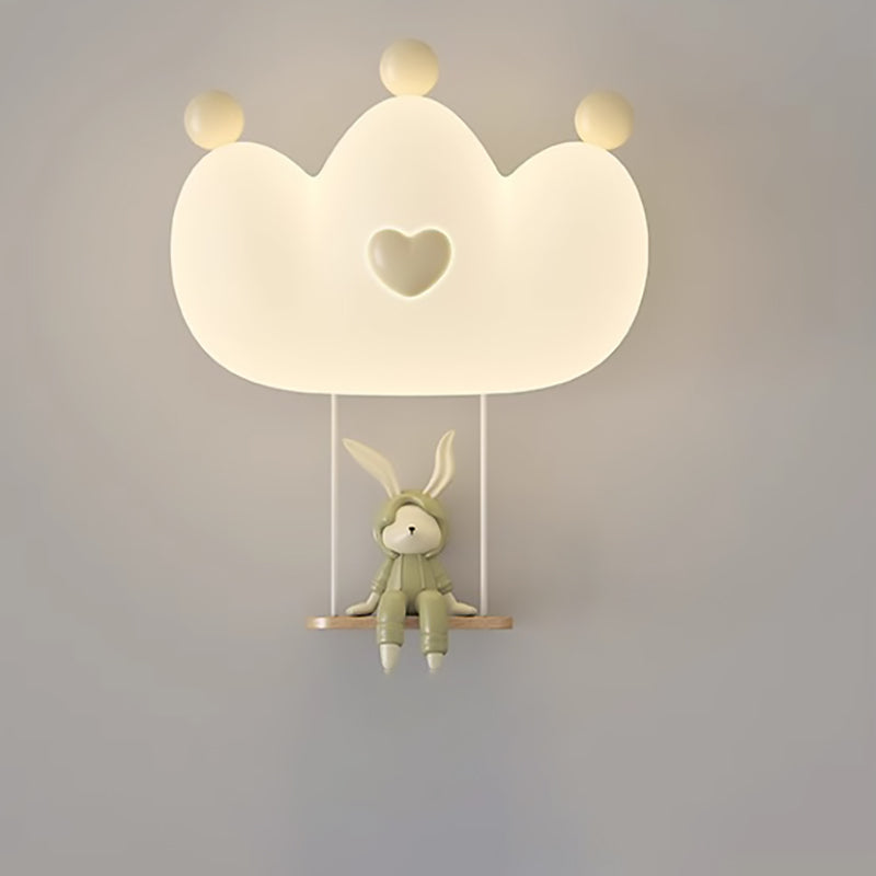 Creative Kids Crown Animal Iron PE LED Wall Sconce Lamp