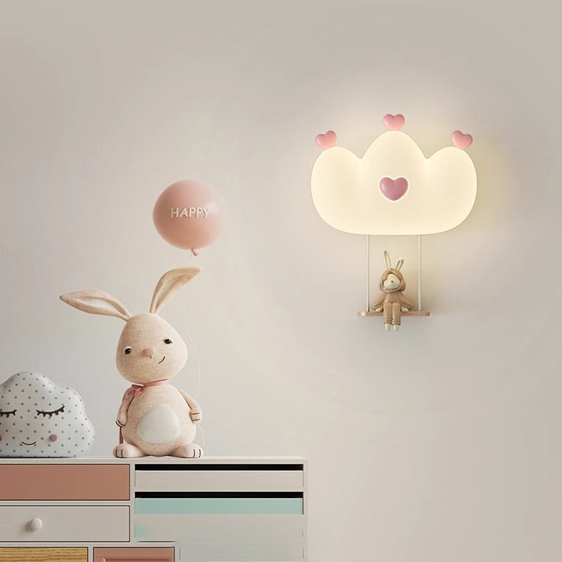 Creative Kids Crown Animal Iron PE LED Wall Sconce Lamp