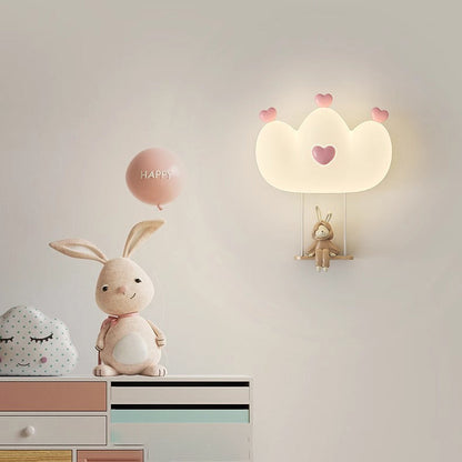 Creative Kids Crown Animal Iron PE LED Wall Sconce Lamp