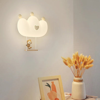 Creative Kids Crown Animal Iron PE LED Wall Sconce Lamp